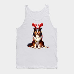 Christmas Red Nose Collie Dog Tank Top